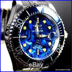 Mens Invicta Grand Diver Automatic Diamond Silver Steel Blue Abalone Watch New