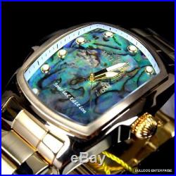 Mens Invicta Grand Lupah Blue Green Abalone Gold Plated Steel Bracelet Watch New