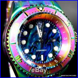 Mens Invicta Hydromax Blue Abalone Iridescent Steel Bracelet 52mm Watch New