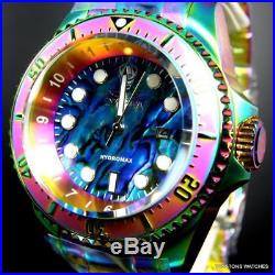 Mens Invicta Hydromax Blue Abalone Iridescent Steel Bracelet 52mm Watch New