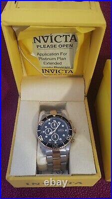 Mens Invicta Pro Diver 200m Black Dial Gold Steel Watch 1772