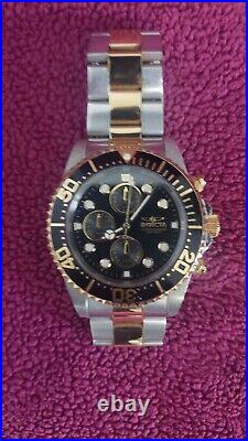 Mens Invicta Pro Diver 200m Black Dial Gold Steel Watch 1772