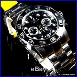 Mens Invicta Pro Diver Black 50mm Chronograph Stainless Steel Watch New