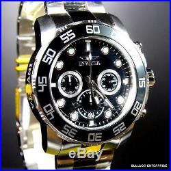 Mens Invicta Pro Diver Black 50mm Chronograph Stainless Steel Watch New