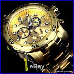 Mens Invicta Pro Diver Scuba 18kt Gold Plated Chronograph Swiss Parts Watch New