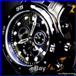 Mens Invicta Pro Diver Scuba 48mm Black Stainless Steel Chronograph Watch New