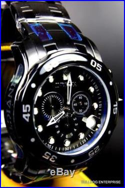 Mens Invicta Pro Diver Scuba 48mm Black Stainless Steel Chronograph Watch New