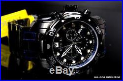 Mens Invicta Pro Diver Scuba Black Steel Chronograph Swiss Parts Watch New