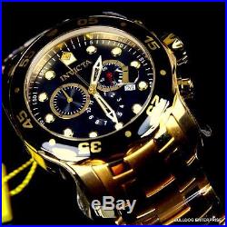 Mens Invicta Pro Diver Scuba Gold Plated Black Chronograph Swiss Parts Watch New
