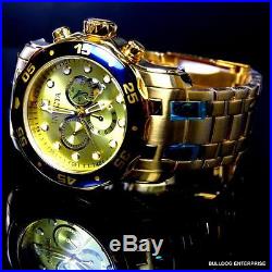 Mens Invicta Pro Diver Scuba Gold Plated Steel Chronograph Swiss Parts Watch New