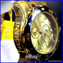 Mens Invicta Pro Diver Scuba Gold Plated Steel Chronograph Swiss Parts Watch New