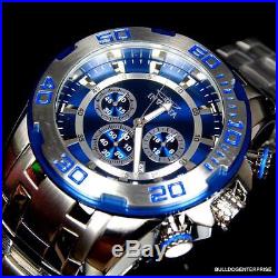 Mens Invicta Pro Diver Scuba II 50mm Chronograph Stainless Steel Blue Watch New