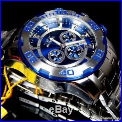 Mens Invicta Pro Diver Scuba II 50mm Chronograph Stainless Steel Blue Watch New