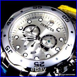 Mens Invicta Pro Diver Scuba Silver-Tone Steel Chronograph Swiss Parts Watch New