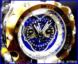 Mens Invicta Reserve Venom Hybrid Swiss Master Calendar Gold Tone Blue Watch New