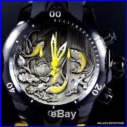Mens Invicta Reserve Venom Koi Fish Swiss Black Silicone 52mm Yellow Watch New