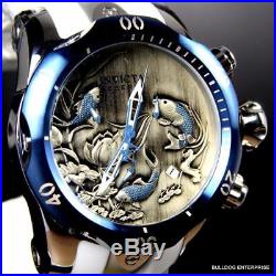 Mens Invicta Reserve Venom Koi Fish Swiss White Silicone 52mm Blue Watch New
