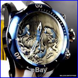 Mens Invicta Reserve Venom Koi Fish Swiss White Silicone 52mm Blue Watch New