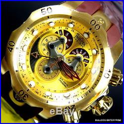 Mens Invicta Reserve Venom Swiss Master Calendar Gold Plated Brown Watch New