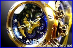 Mens Invicta Reserve Venom Swiss Movt Master Calendar Gold Blue Watch New 14465