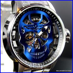 Mens Invicta S1 Rally Mechanical Blue Skull 48mm Skeletonized Steel Watch New