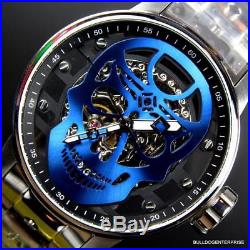 Mens Invicta S1 Rally Mechanical Blue Skull 48mm Skeletonized Steel Watch New