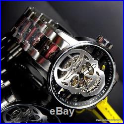 Mens Invicta S1 Rally Mechanical Silver Skull 48mm Skeletonized Steel Watch New