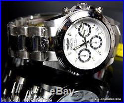 Mens Invicta Speedway Daytona Stainless Steel White Chronograph 200m Watch New
