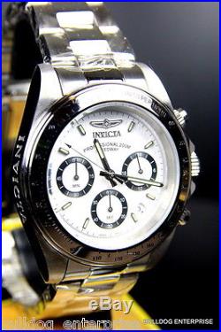 Mens Invicta Speedway Daytona Stainless Steel White Chronograph 200m Watch New