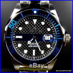 Mens Invicta Thin Blue Line Pro Diver Black Carbon Fiber Steel 14702 Watch New