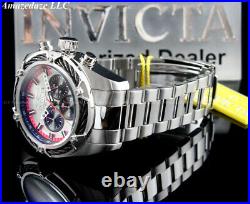 NEW INVICTA Men's 52mm BOLT Stainless Steel Chronograph SILVER & RED DIAL Watch