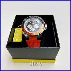 NEW INVICTA Men's Chronograph Black Steel Orange Silicone-Band Watch Large 50MM