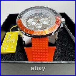 NEW INVICTA Men's Chronograph Black Steel Orange Silicone-Band Watch Large 50MM