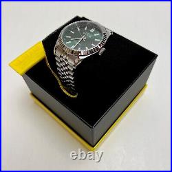 NEW INVICTA Men's Green-Face Fluted Jubilee-Band Stainless-Steel Watch XL 43MM