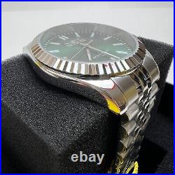 NEW INVICTA Men's Green-Face Fluted Jubilee-Band Stainless-Steel Watch XL 43MM