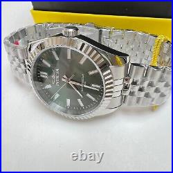 NEW INVICTA Men's Green-Face Fluted Jubilee-Band Stainless-Steel Watch XL 43MM