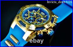 NEW Invicta 50mm Men's SPEEDWAY VIPER II SAPPHIRE BLUE DIAL Gold Tone SS Watch