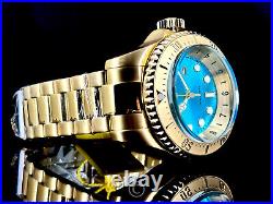 NEW Invicta Hydromax 37594 Aqua Blue 52mm Dial All Gold Tone SS Bracelet Watch