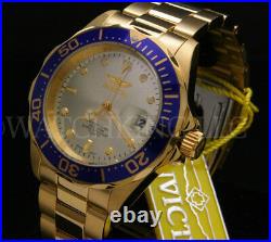 NEW Invicta Men 40mm Pro Diver Gold Dial 18K Gold Plated S. S Bracelet Watch