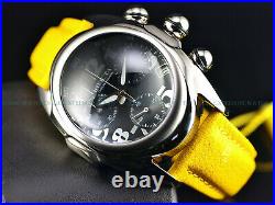 NEW Invicta Men 46mm Grand LUPAH OVALE Chrono Yellow Leather Black Dial Watch
