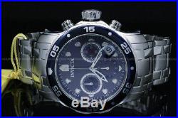 NEW Invicta Men 48 MM Pro Diver Scuba Blue Dial Chronograph S. S Bracelet Watch