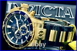 NEW Invicta Men 52MM CORDUBA IBIZA Chronograph BLUE DIAL GoldTone S. S Watch