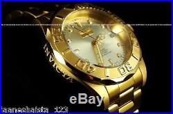NEW Invicta Men Pro Diver 24 Jewels Automatic 23K Gold Plated SS Champagne Watch