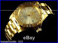 NEW Invicta Men Pro Diver 24 Jewels Automatic 23K Gold Plated SS Champagne Watch