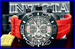 NEW Invicta Men Pro Diver 50MM BLACK Dial Chronograph SS FERRARI RED Strap Watch