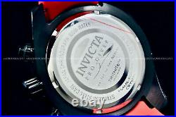NEW Invicta Men Pro Diver 50MM BLACK Dial Chronograph SS FERRARI RED Strap Watch