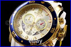 NEW Invicta Men Pro Diver SCUBA Silver SUNRAY Dial 18K Gold Plated Chrono Watch