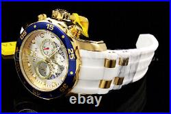 NEW Invicta Men Pro Diver SCUBA Silver SUNRAY Dial 18K Gold Plated Chrono Watch