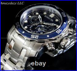 NEW Invicta Men Pro Diver Scuba VD53 Chronograph Stainless Steel Blue Dial Watch