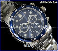 NEW Invicta Men Pro Diver Scuba VD53 Chronograph Stainless Steel Blue Dial Watch